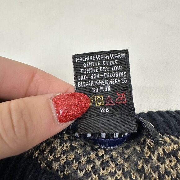 Jantzen Black Tan Crew Neck Sweater Grandpa Grunge 100% Acrylic Knit L/S Sz XL - Picture 6 of 7